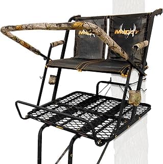 Muddy 2-Person Ladder Tree Stand for Deer Hunting, The Partner, 17' Tall, Black - Adjustable Climbing Treestand with Platform, Straps and Safety Harness for Shooting