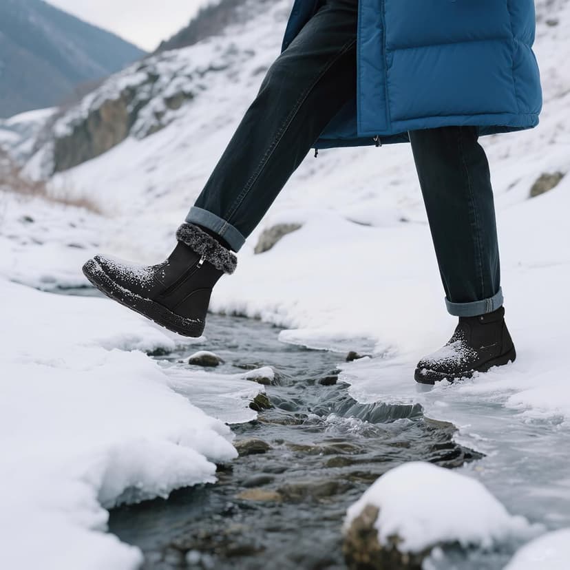 SHIBEVER Women's Snow Boots Winter Fur Lined Waterproof Anti-Slip Booties Women Ankle Snow Boots