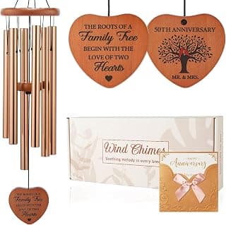 Golden 50th Anniversary Decorations for Couples, Parents & Friends, 32" Wind Chimes Includes Gift Box AMBOBE 50th Wedding Anniversary Wind Chime Gifts B0FSSL284Y