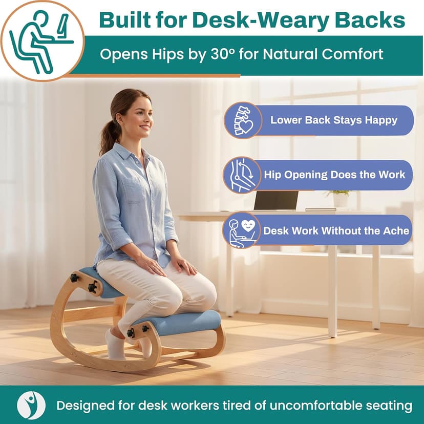 NYPOT Ergonomic Kneeling Chair with Adjustable Seats - Knee Chair for Posture Correction & Kneel Rocking Stool for Desk - Back Pain Relief for Home and Office, Supports 250 pounds - 5 Years Warranty
