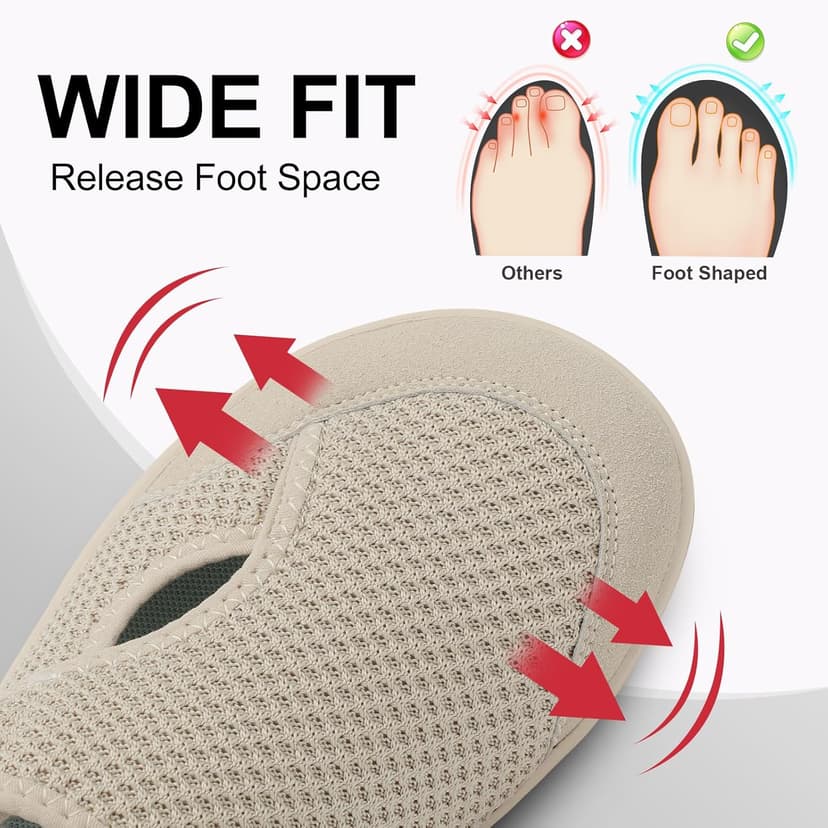 LeIsfIt Womens Wide Diabetic Shoes Adjustable Barefoot Walking Shoes Breathable Zero Drop Sneakers for Wide Width Arthritis Edema Feet