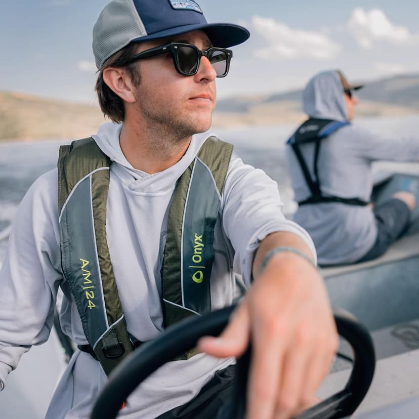 Onyx A/M-24 Automatic/Manual Inflatable Life Jacket, U.S. Coast Guard Approved, Low Profile, Compact Design, Manual Convertible Inflation Option