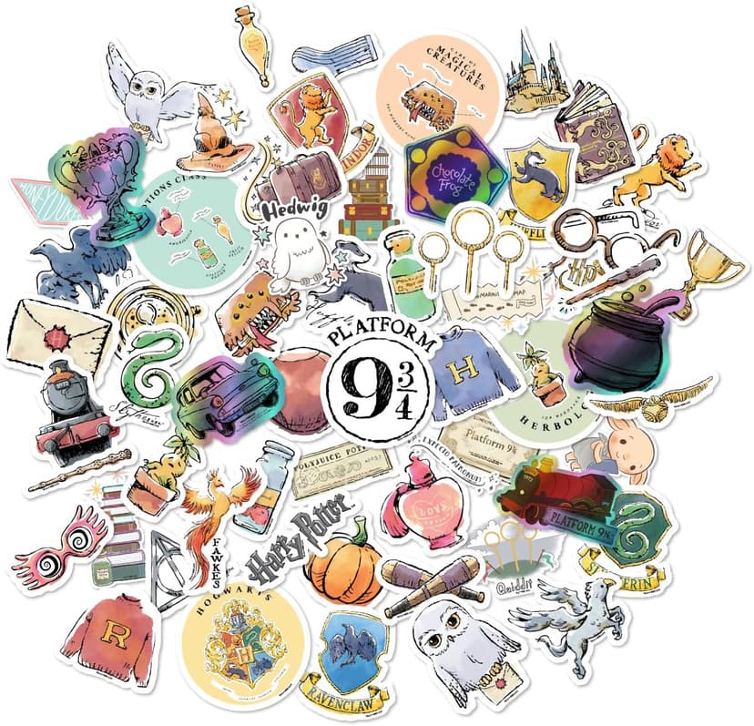 Set of Unique Sticker Decals, 5 Holograms, Waterproof, UV & Scratch Resistant, Great for Gadgets, Officially Licensed 60-Pack Conquest Harry Potter Watercolor Vinyl Stickers B08GNBGSD2