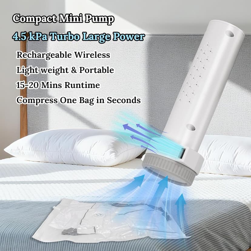 Vacuum Sealing Bags for Clothing Travel,Space Saver Vacuum Storage Bags with Air Pump,Compression Packing for Luggage and Clothes Travel (12 Combo Bags+Electric Pump)