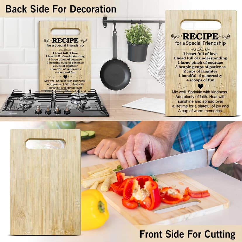 Friend Gifts Kitchen Cutting Board - Recipe For A Special Friendship, Gifts For Thanksgiving Chopping Board, Birthday Gifts For Friends Bestie, Bamboo Cutting Boards For Kitchen Cooking Restaurant