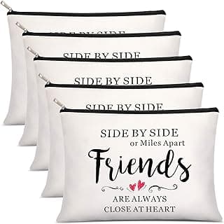 Weewooday 5 Pcs Friend Gifts Cosmetic Bags Friendship Makeup Bags for Women Party Favors, Long Distance Friendship, Side by Side Friends Gift, Girls Weekend Gifts for Birthday Teacher