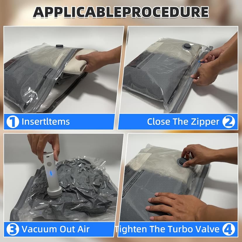 15 Pack Travel Vacuum Bags for Clothing with Rechargeable Electric Pump，Travel Vaccine Sealed Storage Bag for Clothes Suitcase