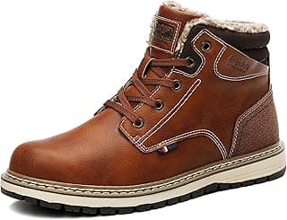 ARRIGO BELLO Mens Winter Boots Snow Casual Booties Warm Fur Mesh Lined Ankle Outdoor Lightweight Non-Slip Trekking Walking Leather Shoes