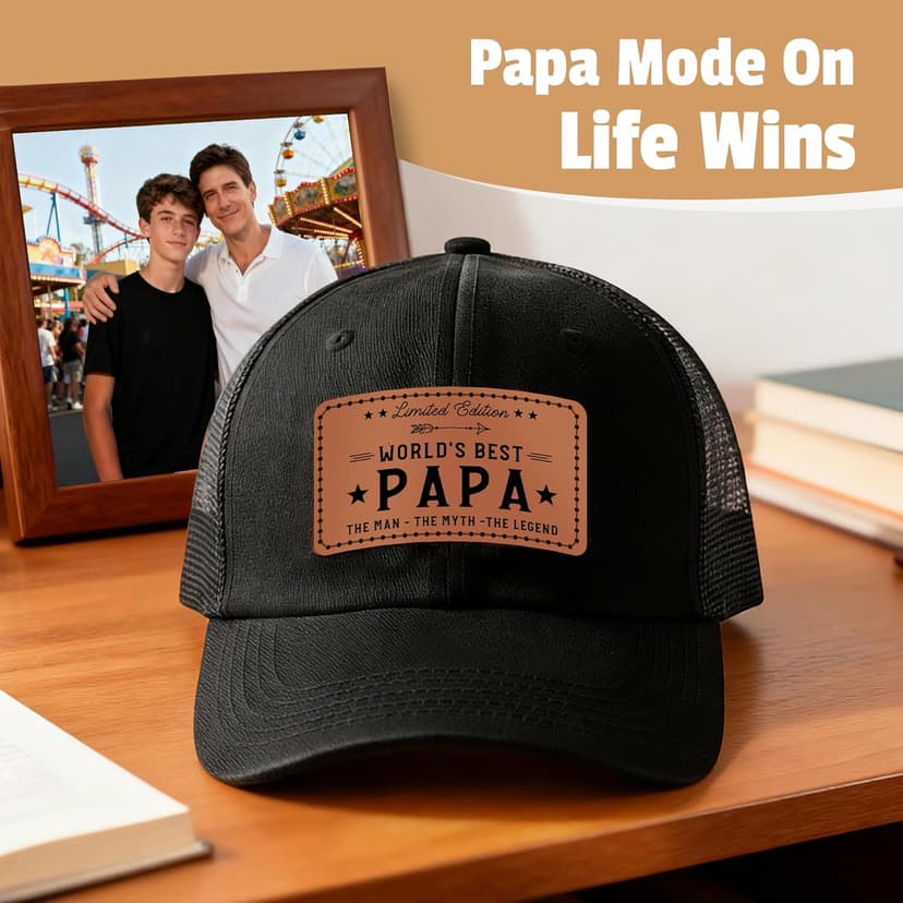 Papa Gifts from Grandkids Papa Birthday Gifts for Men Happy Birthday Gift Ideas for Best Papas from Grandson Granddaughter Grandchildren Funny Gift Set for Christmas, Fathers Day with Hat, Wine Glass B0FW57CH3S