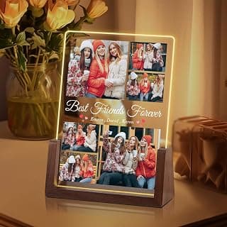 Ship Next Day, Customized Long Distance Friendship Gifts, Custom Friend Night Light, Christmas Anniversary Birthday Gifts Best Friend Birthday Gifts for Women, Custom Best Friend Photo Frame B0DP9GVTRX