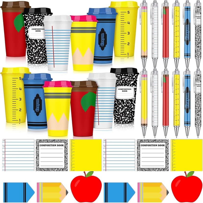 16 oz Teacher Tumbler, Cute Composition Books Sticky Notes, Ballpoint Pens, for Mentor Lecturer Counselor Educator Honeydak 12 Set Christmas Teachers Gift Bulk Teacher Appreciation Gift B0F6SXV15W