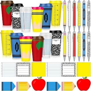 16 oz Teacher Tumbler, Cute Composition Books Sticky Notes, Ballpoint Pens, for Mentor Lecturer Counselor Educator Honeydak 12 Set Christmas Teachers Gift Bulk Teacher Appreciation Gift B0F6SXV15W