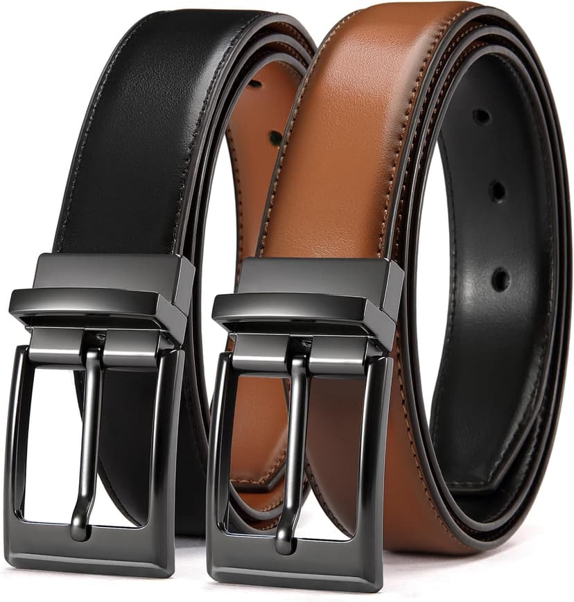 CHAOREN Reversible Belt Men 1 Piece - 1.25" Leather Dress Belt - Trim to Fit for Elegant Style