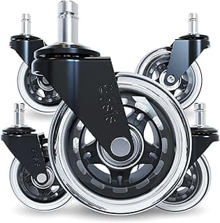 The Office Oasis Original Rollerblade Office Chair Wheels (As Seen On PBS) - Incredibly Smooth & Quiet Casters - Safe for Hardwood Floors & Carpet - Easy Installation with Universal Fit - Set of 5