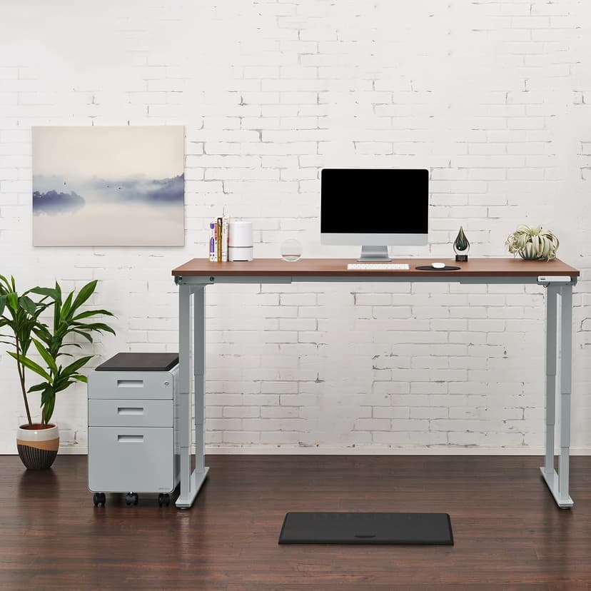 UPLIFT DESK Bamboo (60 x 30 inch) Electric Standing Desk V2-Commercial (Gray) 4-Leg Adjustable Stand Up Desk, Advanced Keypad, Wire Grommets, Wire Management Tray, Bamboo Rocker-X Board