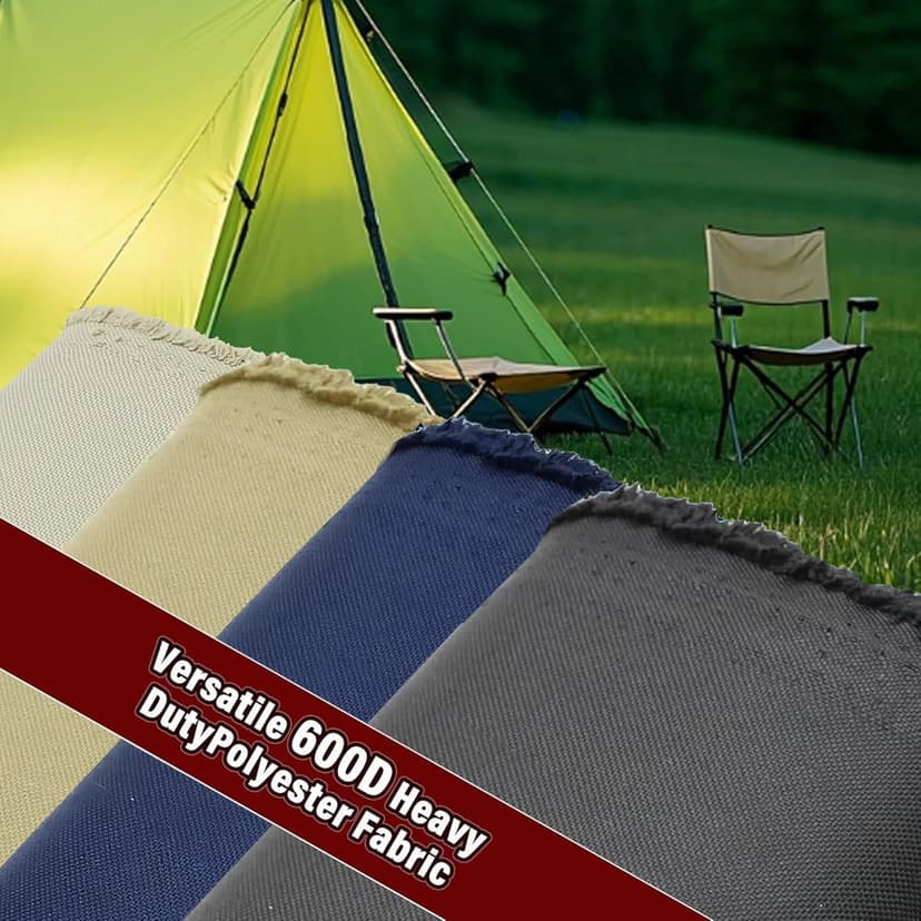 K-Musculo 600D Fabric by The Yard, 58" W 600D Upholstery Polyester Material, Indoor Outdoor Water Resistant Fabric for Chair Cushion Furniture Cover Sewing DIY Cloth, 2 Yard Khaki