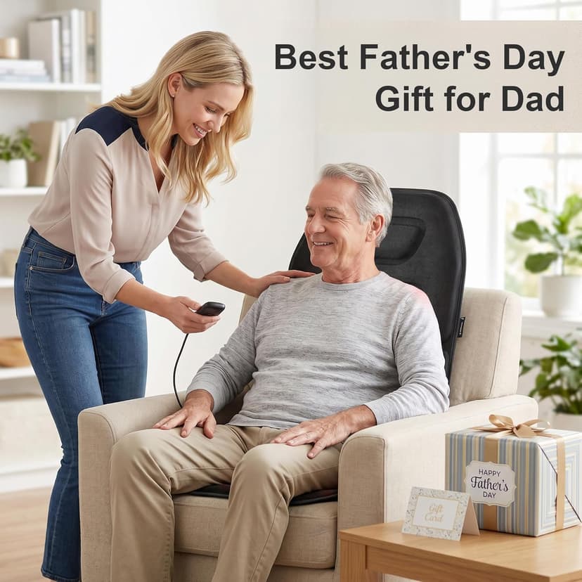 COMFIER Back Massager Seat Cushion with Heat,10 Vibration Motors, Massage Chair Pad,Chair Massager for Pain Relief at Office/Home,Christmas Gifts for Men Women