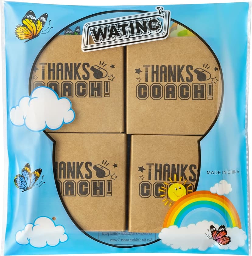 WATINC Coach Appreciation Keychain Gift Set, 4Pcs Sport Match Cheer Keychains Keepsake Present with Thank You Packaging