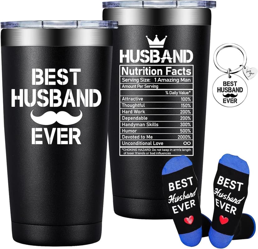 Husband Christmas Gift Ideas - Anniversary, Valentines Day, Fathers Day, Birthday Gifts for Husband, Hubby from Wife Grifarny Gifts for Husband from Wife - Best Husband Ever Gift Tumbler 20 oz B0DBV286MY