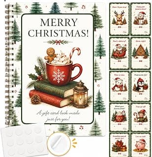 Spiral Bound Birthday Gift Card Booklet for Gift Cards, with 12 Self‑Adhesive Dots,DIY Christmas Xmas Gift Card Book for Kids Christmas Gift Card Book, Merry Christmas Gift Card Book for Adults Teens B0HDBFVP2T