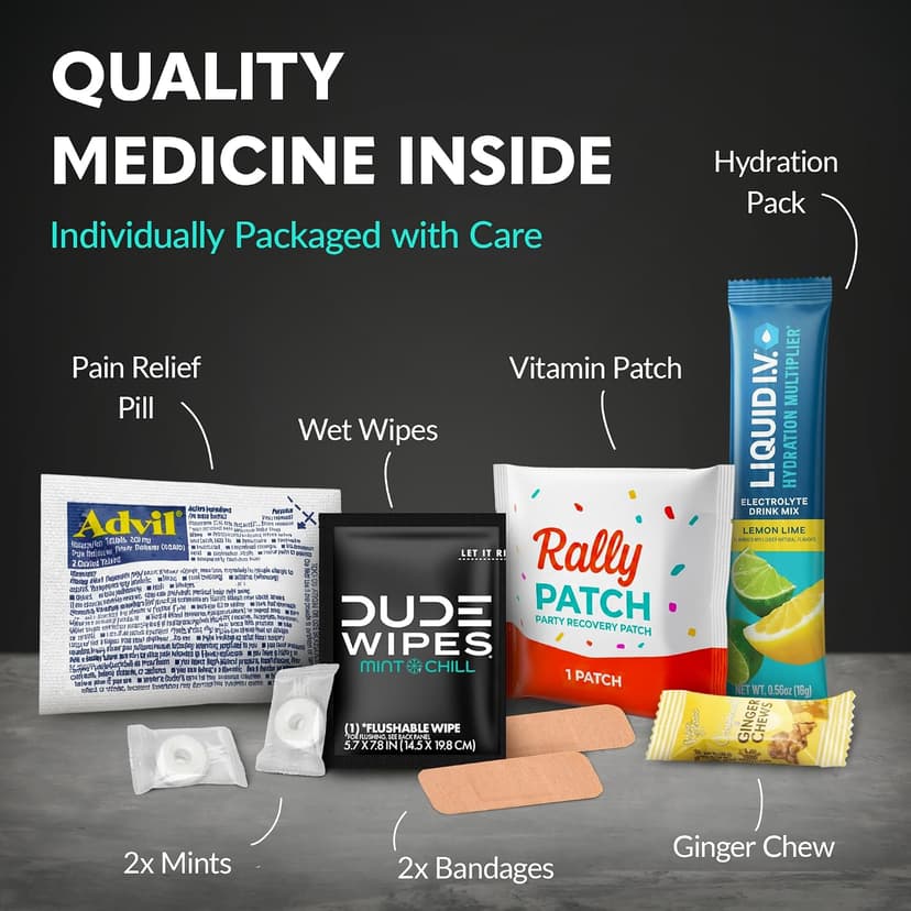 5 Pre-Filled After Party Kits for Bachelor Party Favors, 21st Birthday Gift, Wedding Favors, Guys Trips, Cruises & Celebrations | 9 Piece After Party Supplies & Bag (5 Kits) B0G4HFYVZH