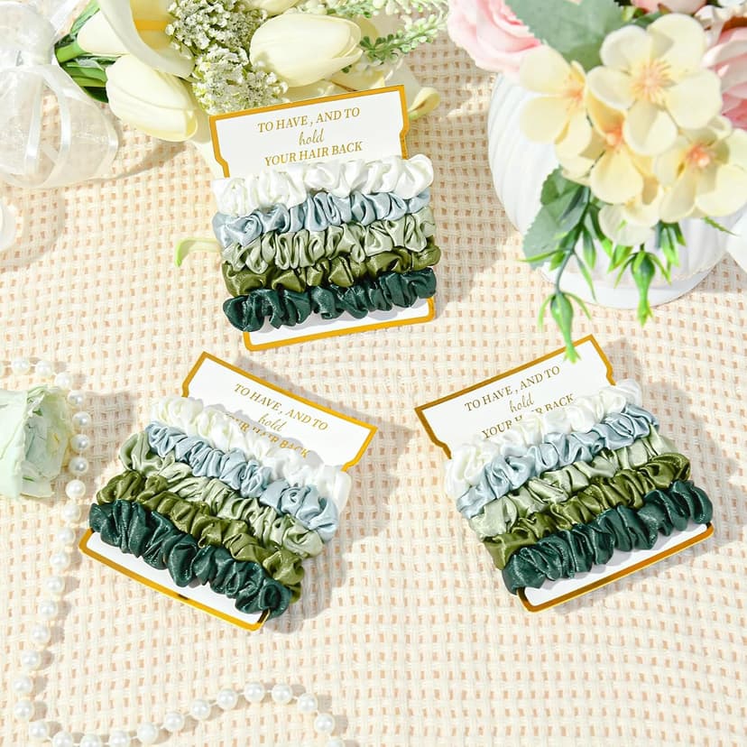 8 Pack Bridesmaid Gifts Satin Bridesmaid Scrunchies Soft Hair Ties Bachelorette Party Favors Hair Accessories for Women Bridesmaid Proposal Gift (Gradient Green) B0DTKDFCCB