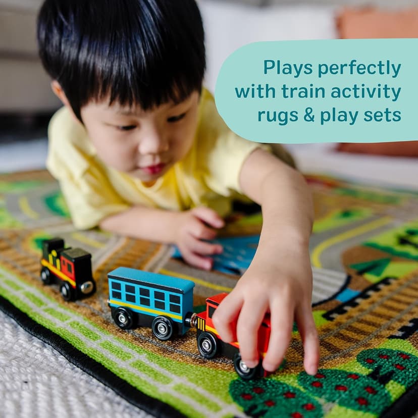 Melissa & Doug Wooden Magnetic Train Cars - 8 Piece Educational and Skill-Building Wooden Toy for Boys and Girls