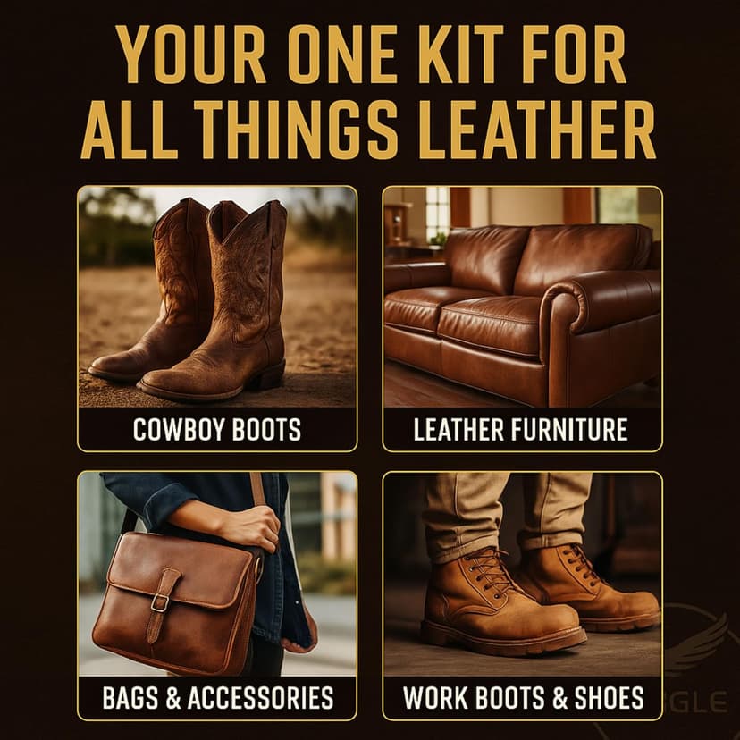 Leather Boot Care Kit – Mink Oil, Saddle Soap for Leather, Applicators & Cloth – Leather Care Kit, Boot Leather Care Kit, Leather Shoe Care Kit for Cowboy Boots, Work Boots, Shoes, and Tack