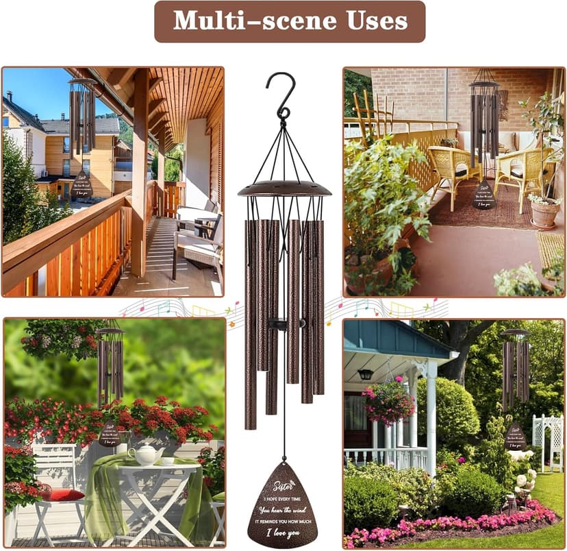 Sister Gifts, 32" Bronze Wind Chimes Sister Gifts for Women, Gifts for Sister, Sisters Gifts from Sister, Gifts for Sister in Law, Best Sister Ever Gifts