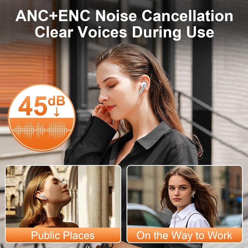 Ear bud Bluetooth 5.3 Wireless Earbuds ear phone with mic Noise Cancelling Waterproof Earphones blue tooth Headphones for iPhone Android ear phones 60H Playtime &Charging Case, Hi-Fi Stereo Bass