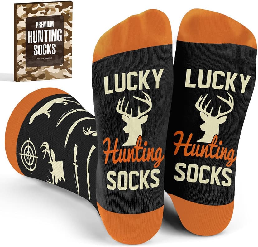 Hunting Accessories for Men, Dad - Funny Deer & Duck Hunting Socks - Stocking Stuffers, Christmas Gift B0GCCP51NT