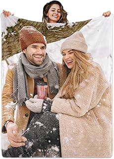 Custom Blanket with Picture Text, Personalized 1 Photo Blanket, HD Printing Customized Flannel Throw Blanket Gifts for Mom Dad Couple Girlfriend Boyfriend Wife Husband Gift