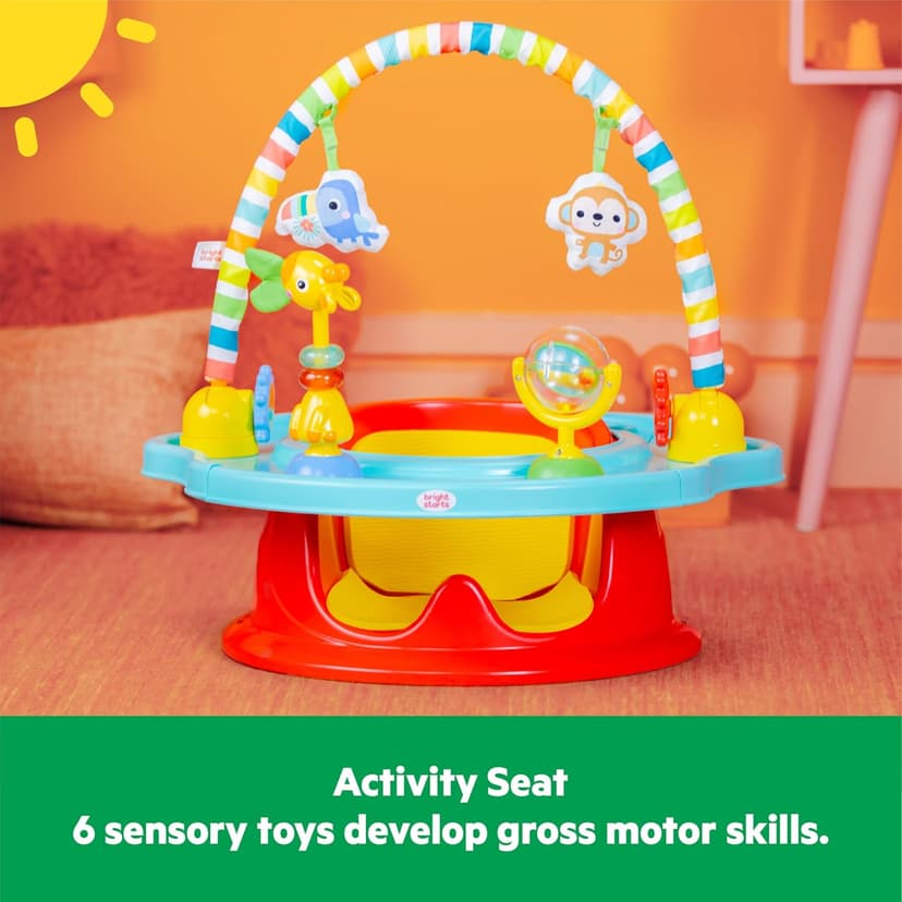 Bright Starts 3-in-1 SuperSeat Playful Paradise, Baby Activity Seat with Toys, Snacking Tray, Booster Seat, BPA Free Tray, Unisex, 6 Months +