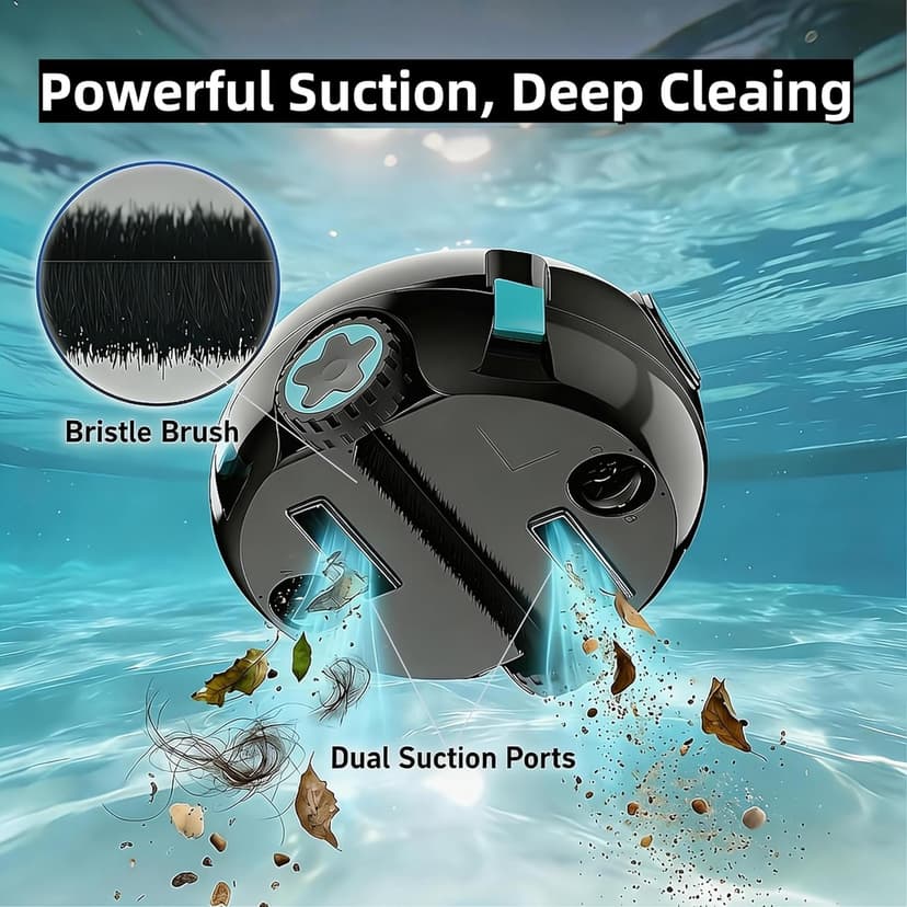Robotic Pool Cleaner, Cordless Pool Vacuum Robot,Dual Motors & Filters, Smart Self-Parking,IPX8 Waterproof,Powerful Suction, Inground/Over-Ground Pool Skimmer (Button Operation-update4)