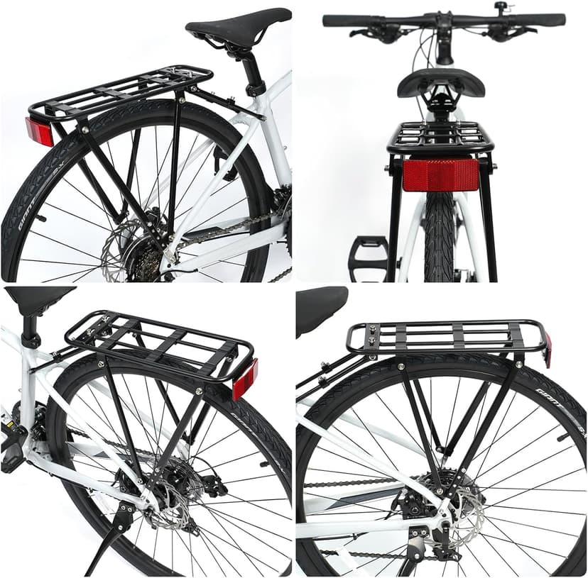 Bike Rear Rack Aluminum: Fits Most 26-29" No Disc Brake & Some Disc Brake Bikes (See The Image Gallery to Check Compatibility), 60lbs Capacity Bike Cargo Rack, Assembly