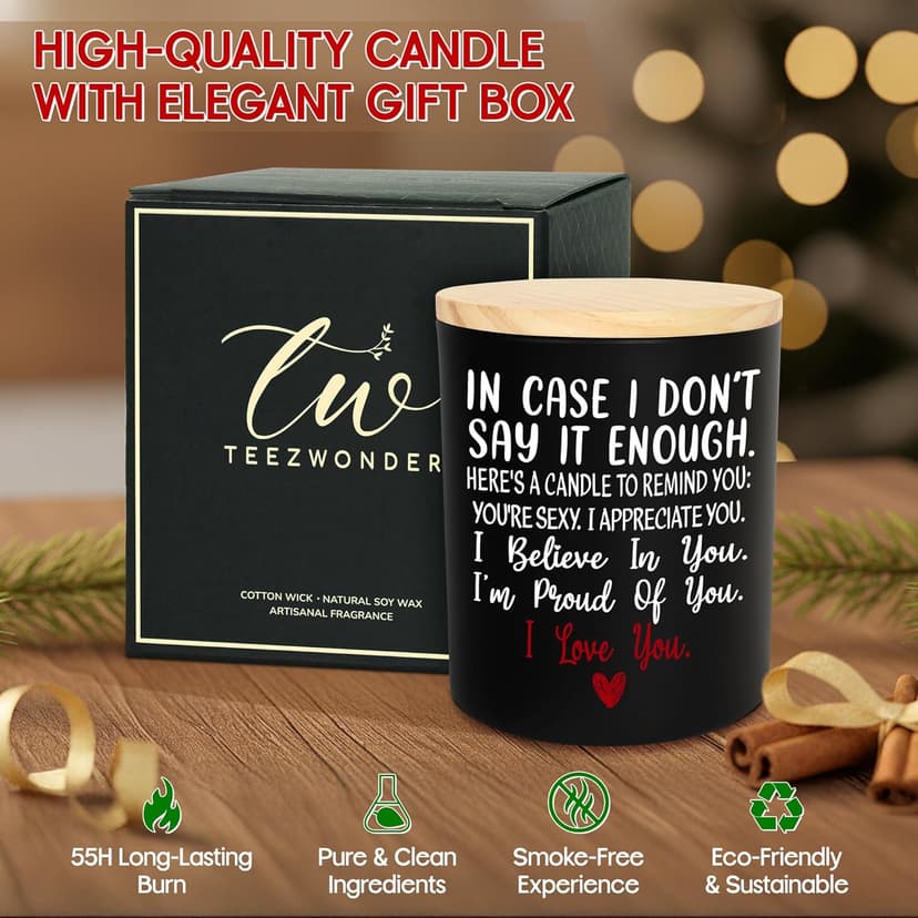 TEEZWONDER Anniversary Wedding Gifts for Women Men - Long Lasting Vanilla Lavender Candle 10 Oz - Birthday Romantic Gifts for Him Her, Girlfriend Boyfriend Birthday Gift Ideas, Gift for Husband Wife