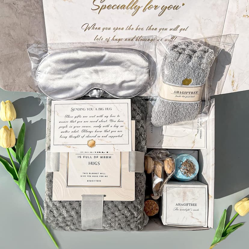 AHAGIFTREE Gift Basket Gifts for Women,11PC Birthday,Sympathy,Surgery Recovery Gifts Women,Get Well Soon After Surgery,Condolences Basket for Loss,Sympathy B0DC6C21P6
