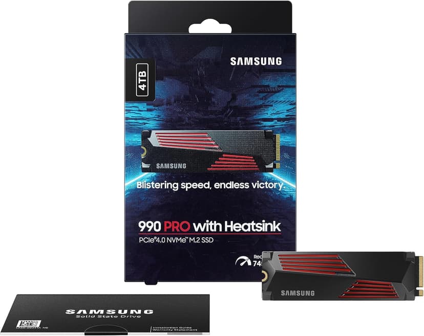 Samsung 990 PRO SSD 4TB PCIe 4.0 M.2 2280 Internal Solid State Hard Drive, Seq. Read Speeds Up to 7,450 MB/s for High End Computing, Gaming, and Heavy Duty Workstations, MZ-V9P4T0B/AM