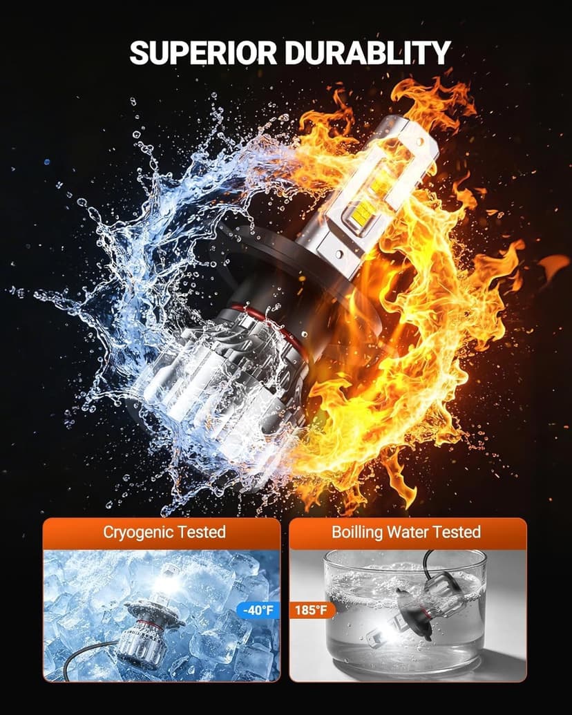 SEALIGHT 70000LM Super Bright H4 Bulbs, 6500K Cool White Fog Bulbs, 70000+ Hours Lifespan Powersport Bulbs with 15000RPM Cooling Fan, Plug-N-Play, Pack of 2