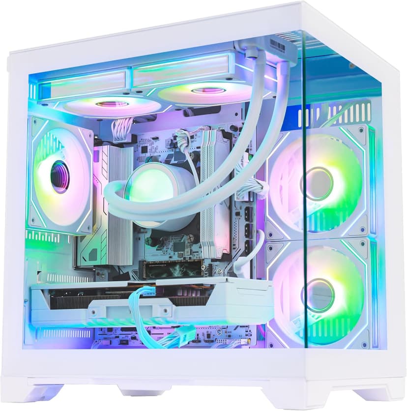 HOENGAGER Panorama Gaming PC Desktop AMD Ryzen 5 9600X 6-Core 3.9GHz, RTX 5060 8GB, 32GB DDR5 RAM 6000MHz,1TB PCIe SSD, WiFi&BT Prebuilt PC 650W PSU,Liquid Cooler,Windows 11, Desktop