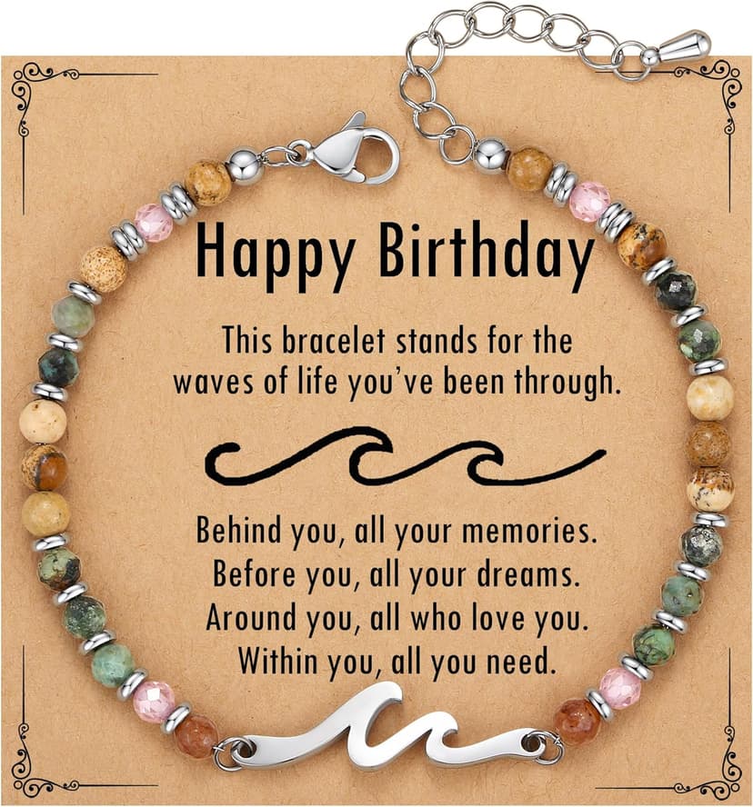 TONY & SANDY Friend Gifts for Women, Christmas Stocking Stuffers for Women, Sister Gifts from Sister, Bestie Friendship Wave Bracelet, Woman Birthday Gifts, Unique Gifts for Her