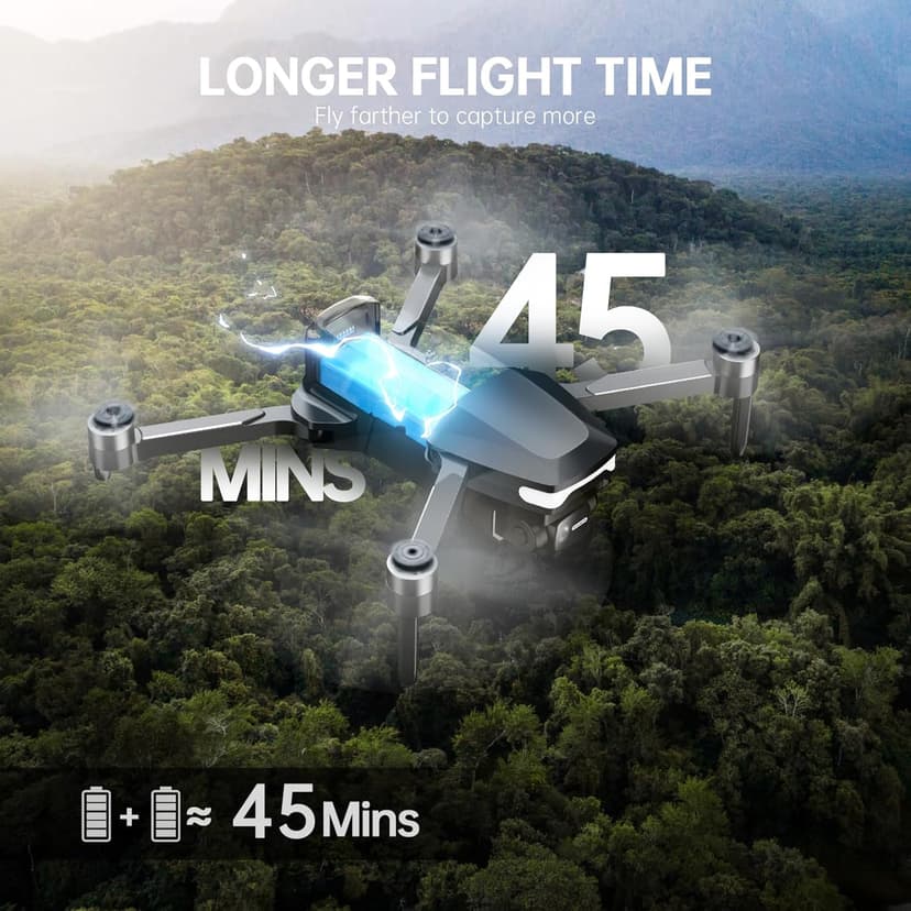 GPS Drones with Camera for Adults 4K, Under 249g, 45 Mins Flight, Brushless Motor, Light, Auto Follow, Tap Fly & Circle Fly, One Key Start, Foldable Drone for Adults Beginners