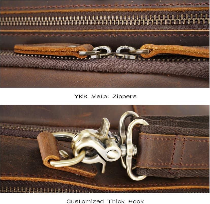 Polare X-Large 18" Full Grain Leather Briefcase For Men Business Travel Case Messenger Bag Fits 17.3" Laptop