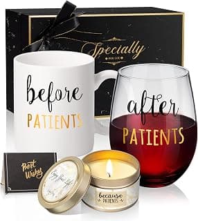 Before Patients, After Patients 11 oz Coffee Mug and 18 oz Stemless Wine Glass Set Gifts Idea for Nurses, Doctors, Hygienists, Physician, Dentists Unique Birthday Graduation Gifts Idea B08LC245C5