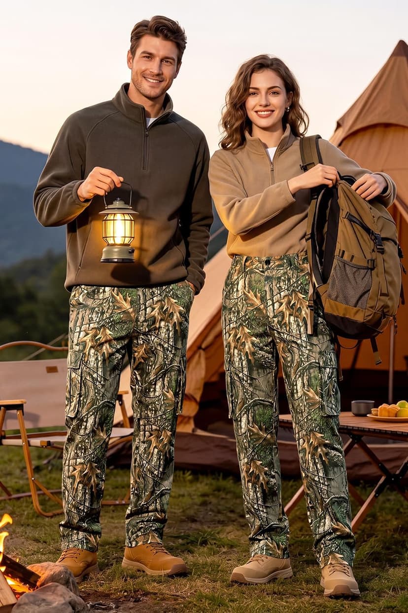 GINGTTO Men's Hunting Pants Camo Cargo Tactical Pants Lightweight Insulated Clothes Brush