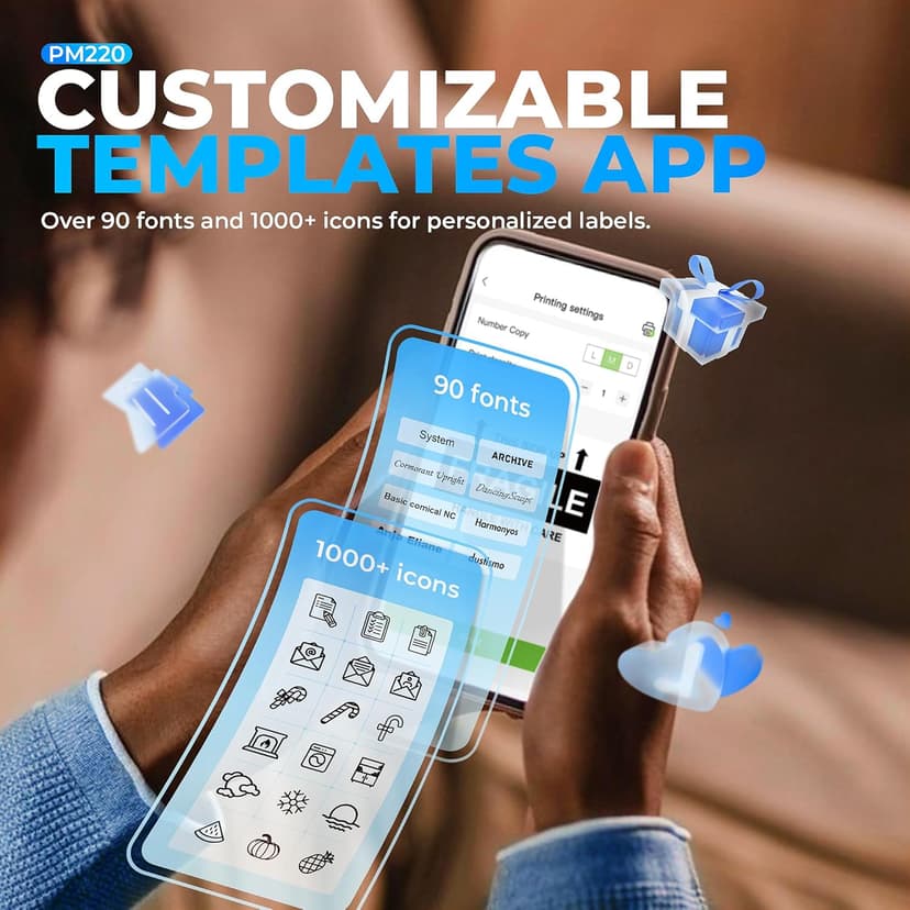 Nelko Label Maker Machine with Tape, PM220 Bluetooth Label Printer, 2 Inch Portable Thermal Printer for Small Business, Address, Logo, Clothing, Sticker Printer for iOS, Android & PC, White