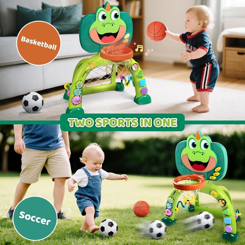 Boy Girl Toys for 12-18 Months with Sound Music, Interactive Learning Birthday Gift for Kids Marstone Toddler Basketball Hoop Soccer Goal Activity Toy for 1-3 Years Old B0FF9X3J72