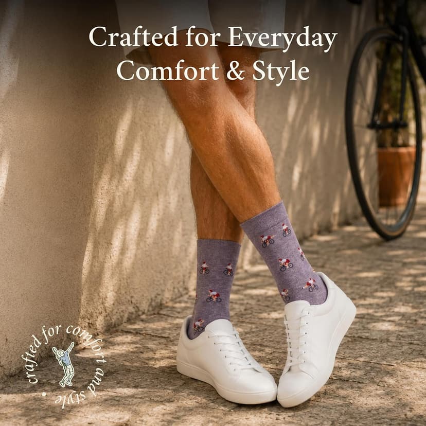 1 x Pair, Size 8-13, Purple, Premium Cotton Blend - Cycling Gift for Dad, Boyfriend & Bike Enthusiasts - The Athletic Gent The Sunday Cyclist Socks - Funny Cycling Socks - Fun Cycle Gift for Men B0H4HRDMP5