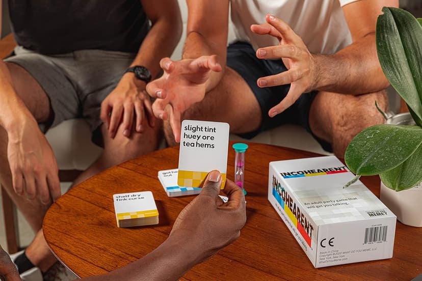 WHAT DO YOU MEME? Incohearent, The Guess The Gibberish Party Game by Relatable, A Funny Card Game for Adults, Great for Game Night Games, Includes 400 Cards, Instructions, and 1 Sand Timer