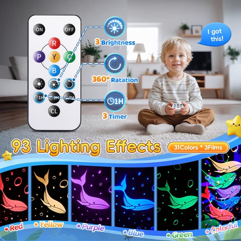 Staryou Dinosaur Toys for Kids 3-5, 【Remote+3 Films+93 Effects】 Dinosaur Toys for Kids 2-4, 【3 Timer+5 Brightness】 3 Year Old Boy Gift, Rotate 3 Year Old boy Birthday Gift, Boys Christmas Gifts Boys